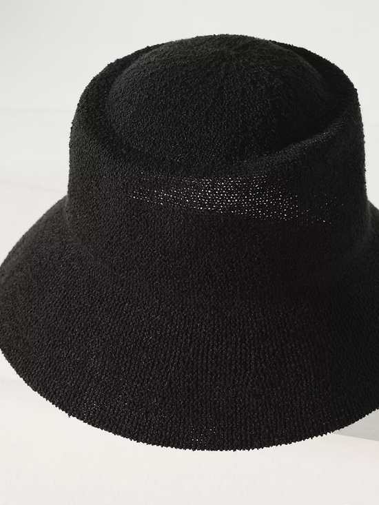 Anthropologie Nubby Bucket Hat Black One Size NWT Textured Minimalist Coastal main image 4